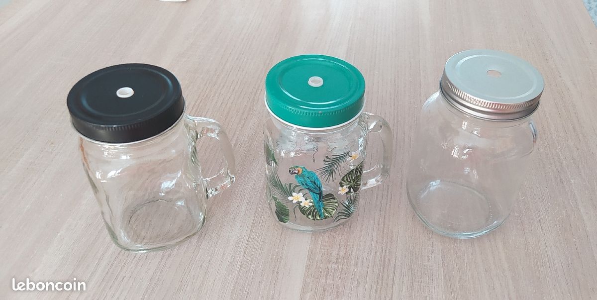 Lot de 3 mug à smoothie ou coktail en verre (image 1)