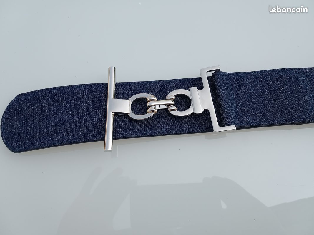 Ceinture Vintage En Cuir Taupe Jacqueline Riu - Authentique - Taille 83/85 Cm - Occasion TBEG