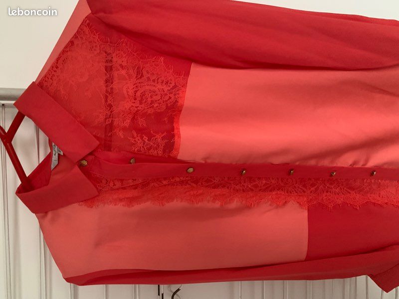 Chemisier neuf T38 polyester et dentelle Jus d’orange neuf jamais porté 38 (image 7)