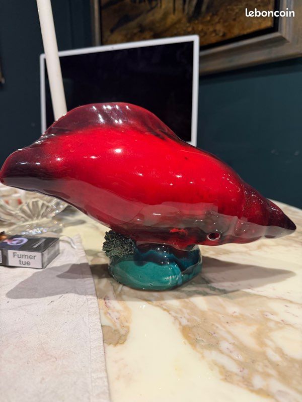 Lampe coquillage Vallauris vintage en céramique – décor marin – années 60/70 (image 2)