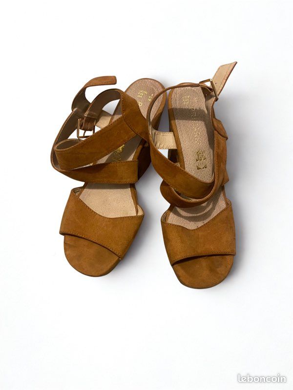 Talons Primark Orange En Peau De Serpent Et Daim - Portés Une Fois, Pointure UK 5, Style Brides Cheville