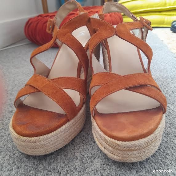 Chaussures femme été Cuir caramel Terracotta T.39 ajourées confortables (image 4)