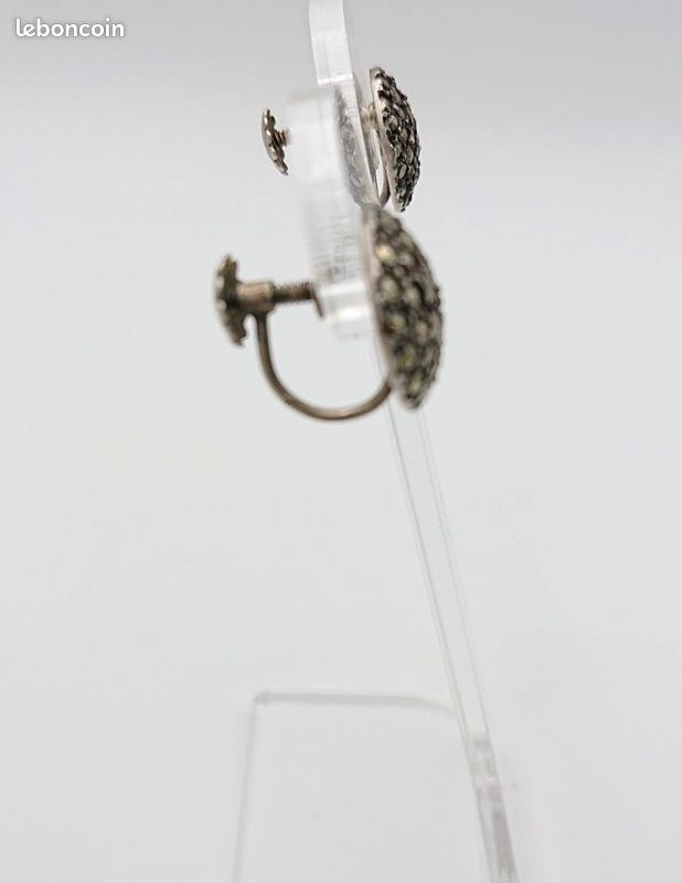 Boucles D'oreilles En Argent Et Marcassite - Occasion - Belle Paire Vintage