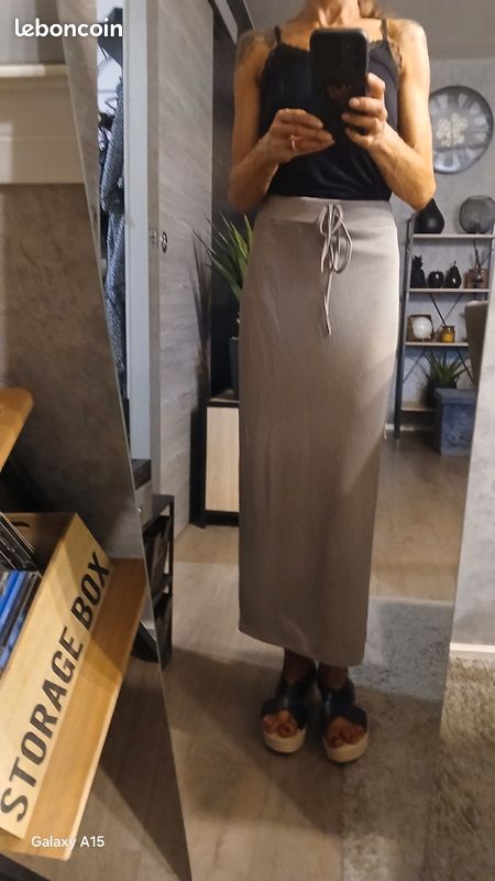 Jupe En Daim Véritable Marron Taille 38 - Style Crayon - Occasion Très Bon État