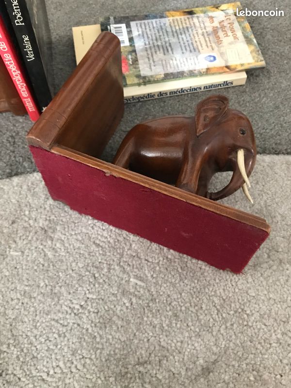 Serre livre éléphant en bois années 1960 (image 8)