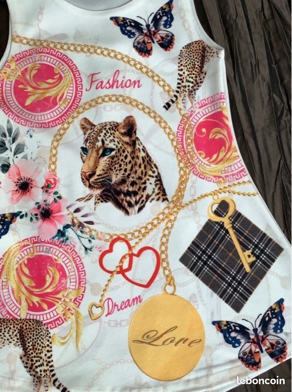 Robe courte Fillette 4 ans Motifs Léopard + Cœur+ clef / État neuf (image 3)