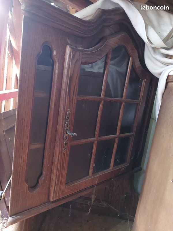 Beau banc angle avec table à rallonge et meuble d'angle, vaisselier en 2 parties, meuble d'angle en 2 parties avec vitrine haute (image 12)