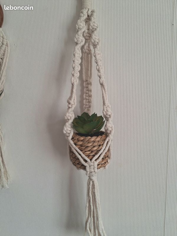 2 décorations murales en macramé avec plantes artificielles (image 2)