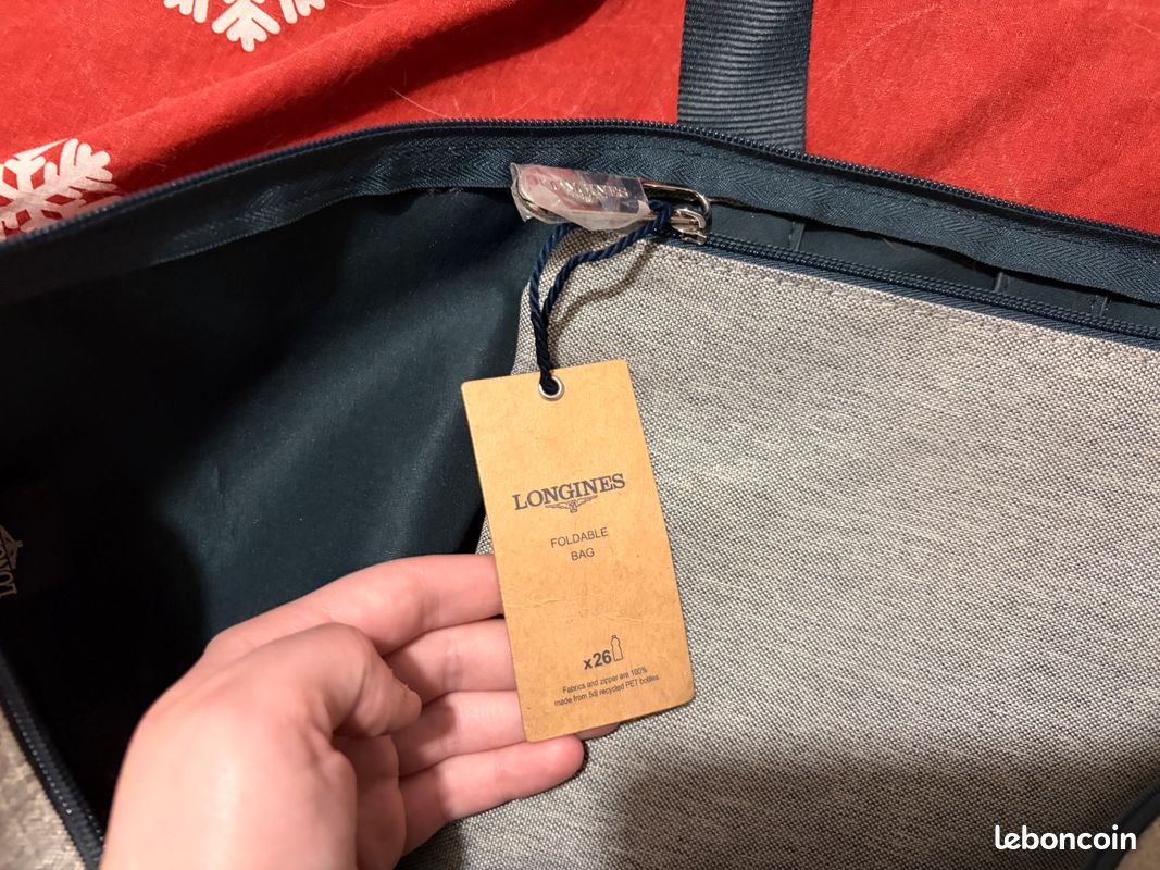 👜 Sac Cabas Pliable Longines — Toile Recyclée Gris / Marine — avec Pochette — Sac Promotionnel Horlogerie ✨ (image 6)