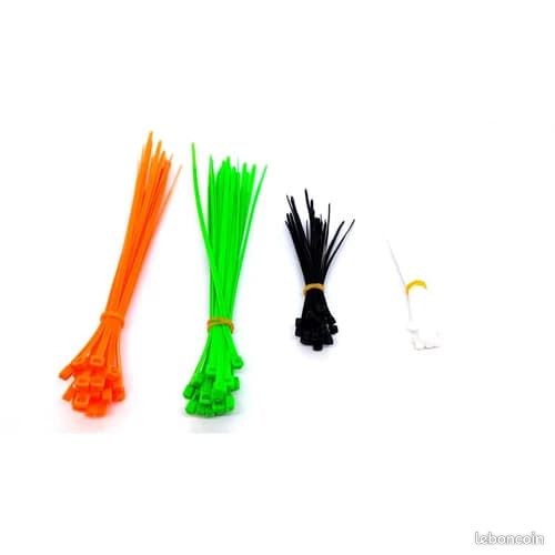 Ensemble de 100 rislans colorés (noir, blanc, orange, vert) 100 mm x 2,5 mm et 200 mm x 3,6 mm. Kit de colliers de serrage noirs, blancs, orange et verts 100 mm x 2,5 mm et 200 mm x 3,6 mm (image 2)