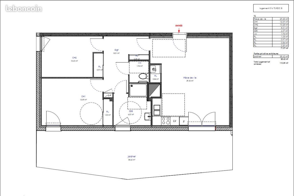 Appartement 3 pièces 71 m² · à Chemillé-en-Anjou · 71 m² · 546 €/mois