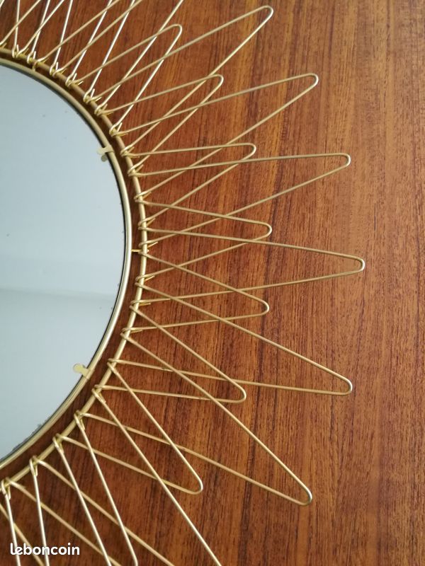 Miroir Soleil Vintage années 60 diamètre 58 cm (image 3)