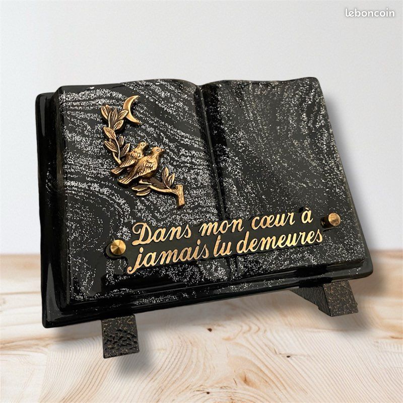 Plaque Funéraire Livre Automne Et Oiseaux - 35x25 Cm Sur Pieds, Fabrication Française