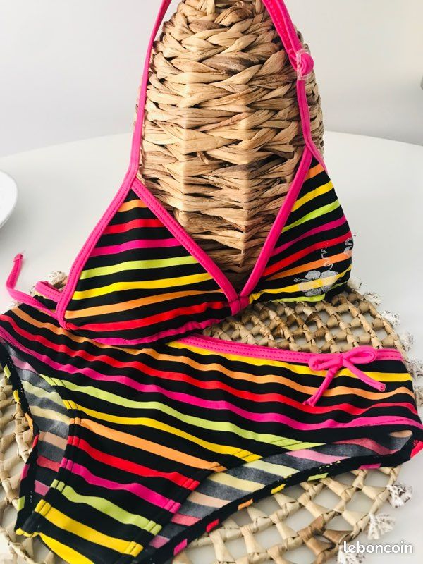 Maillot de bain noir & rayures 2 pièces- evaloire (image 1)