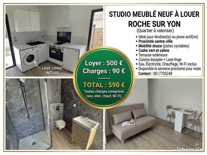 Appartement 1 pièce 21 m² · à La Roche-sur-Yon · 21 m² · 590 €