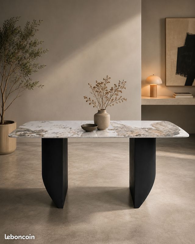 Table design effet marbre – 140 × 80 cm – 149 (image 2)