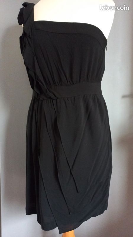 Robe Femme MANOUKIAN Noire Taille 36 - Coupe évasée Midi, Sans Manches, Occasion Très Bon état