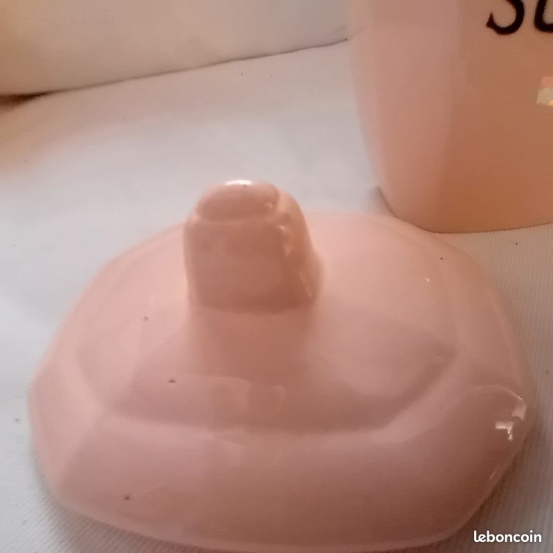 Série de pot de cuisine faïence Digoin Sarguemines de Type Beaujeu rose-crème (image 8)