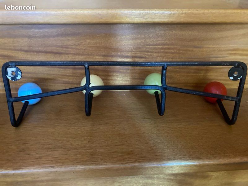 Patère Vintage Bois Et Métal – Années 60/70 – Déco Murale Rétro Occasion
