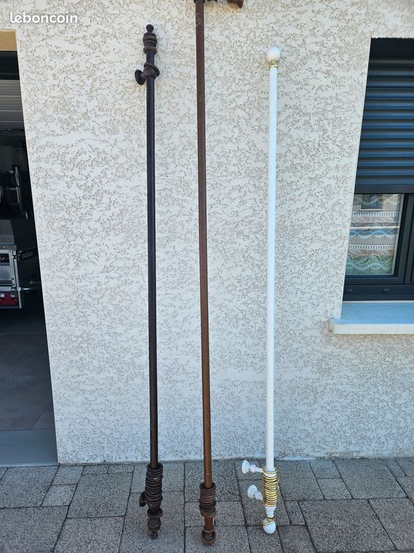 3 Barres de rideaux avec supports et anneaux (image 1)