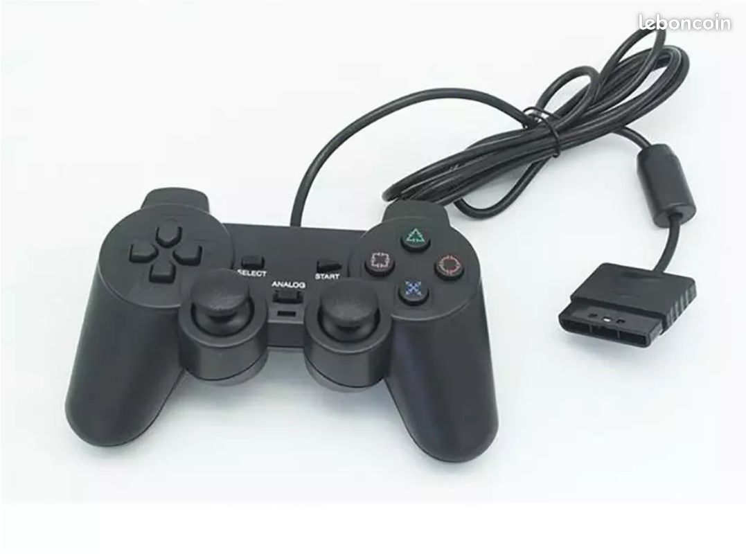 Pack De 2 Manettes PC Style PS2 Avec Vibration - Câble 1,40 M, Noir, Marque Straße Game, Neuf