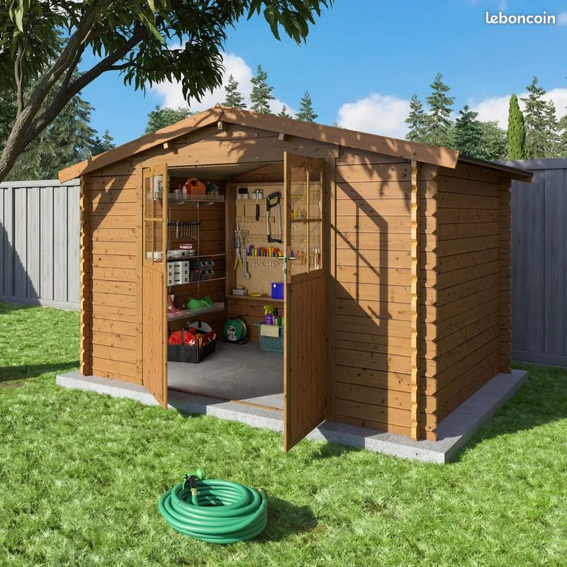 Abri de jardin 7,83 m² en pin autoclave Abri jardin bois rangement bois (image 1)