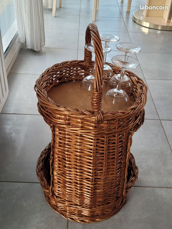 Range-bouteilles Vintage En Rotin Et Osier – Panier Tressé 37x25 Cm