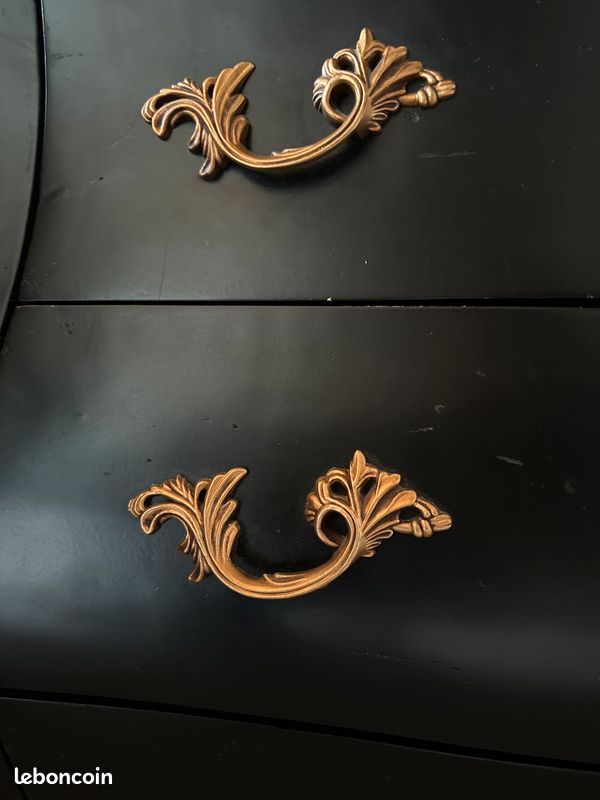 Commode noire baroque 3 tiroirs (image 7)