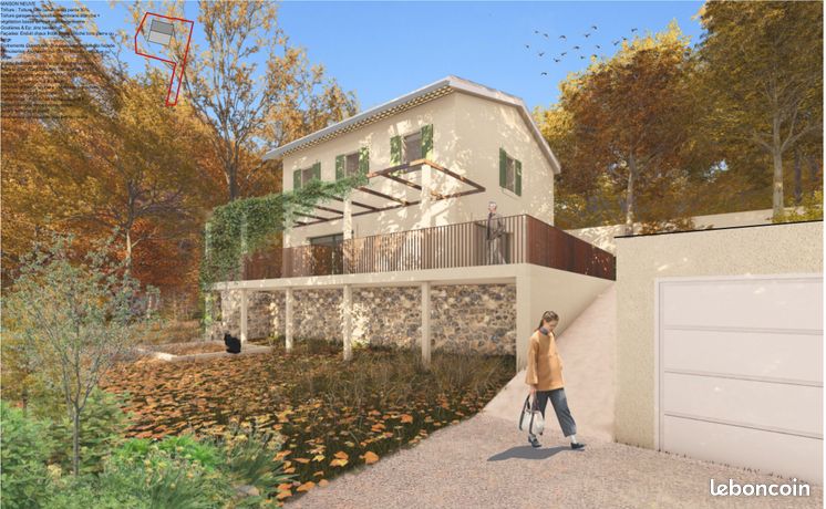 Projet de maison de 152m² sur terrain viabilisé piscinable de 564m² dans le centre du village