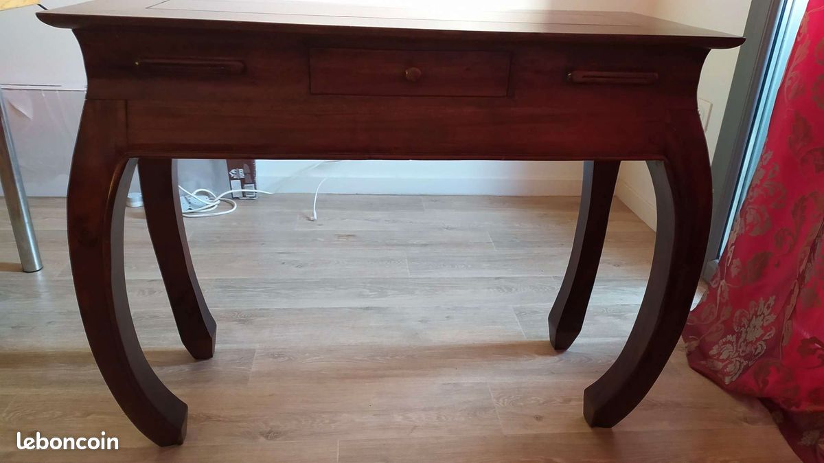 Table console art-déco asiatique acajou en bois massif (image 1)