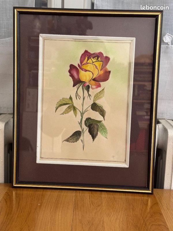 Tableau Mural Vintage Avec Rose En Porcelaine – Art Floral 3D – Sans Marque