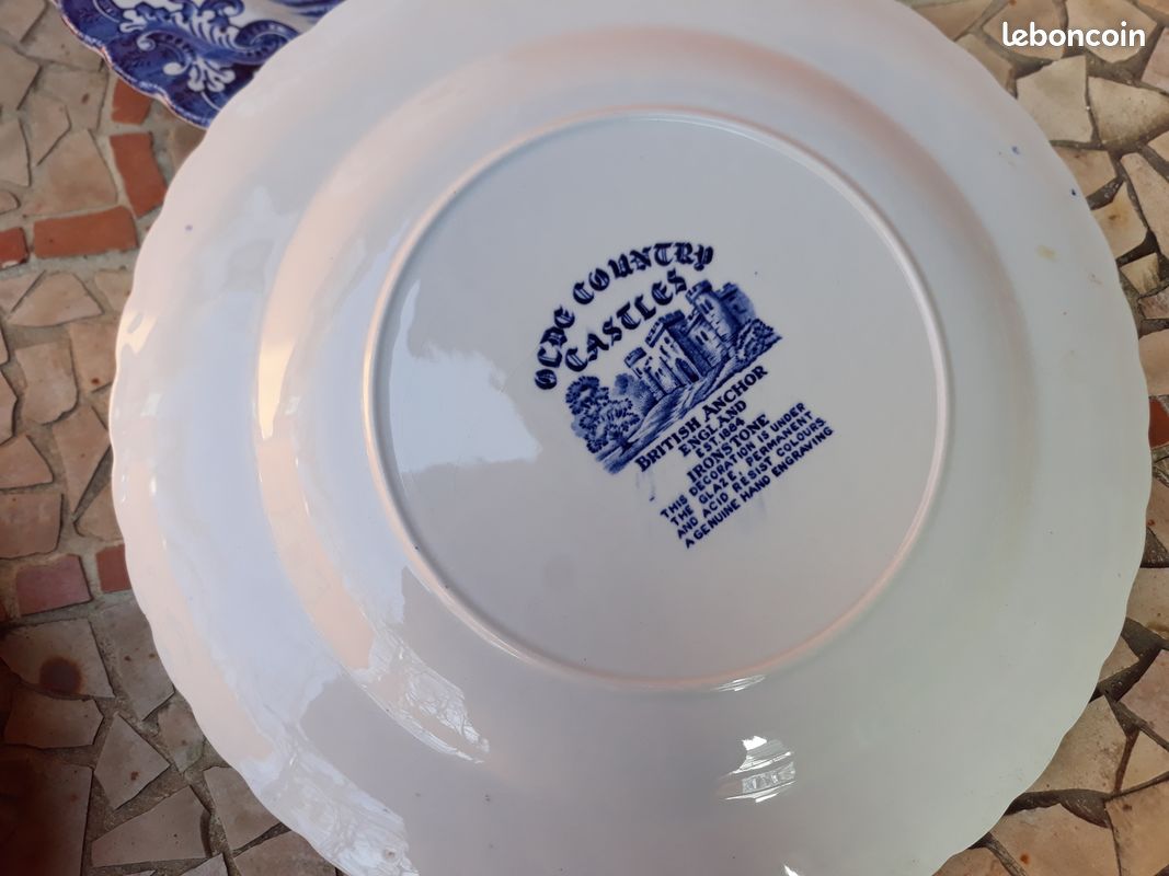 Lot 5 Assiettes plates Castle British Anchor Country Ironstone England Bleu (image 6)