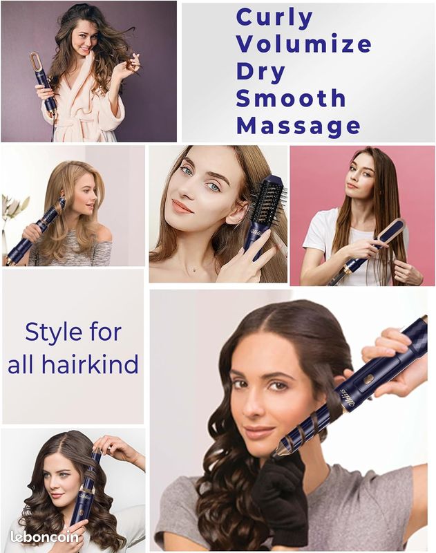 Brosse Soufflante set 6 in 1, UKLISS Air styler avec 6 Accessoires fer a Boucler, Seche Cheveux,Brosse Lissante Cheveux, Brosse Soufflante,pour Sécher, Boucler, Lisser, Donner du Volume et Coiffer (image 6)