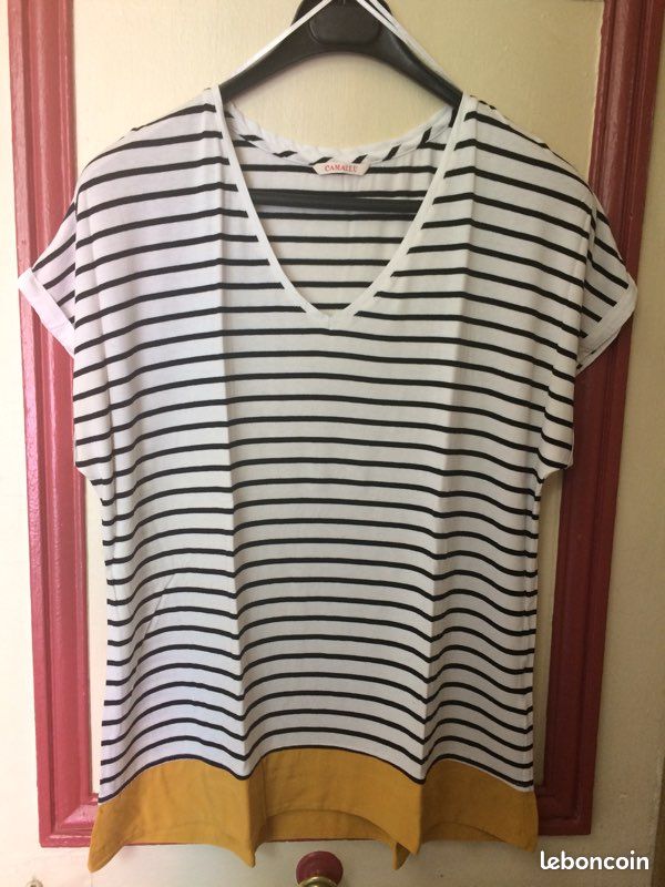 Teeshirt blanc et noir Camaïeu (image 1)