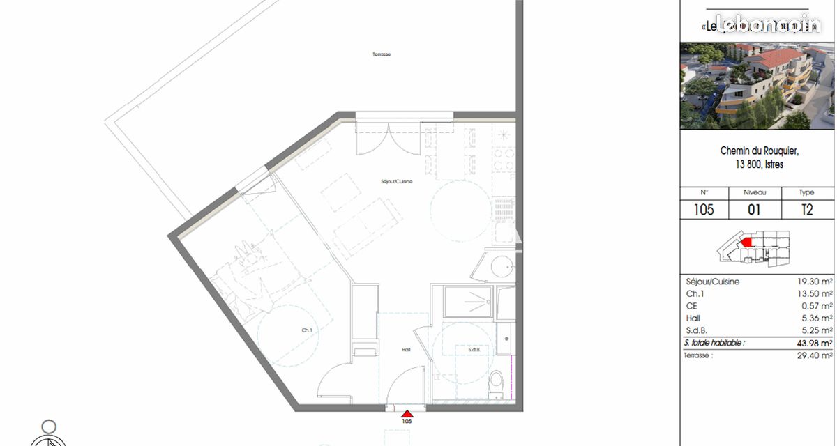 Appartement 2 pièces 44 m² · à Istres · 44 m² · 812 €/mois
