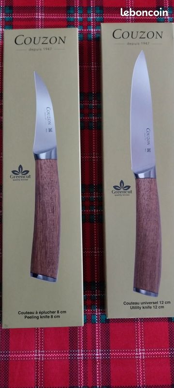 Lot De 6 Couteaux à Steak Couzon + 1 Couteau Universel - Lame Acier, Manche Acacia - NEUF