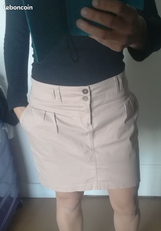Jupe rose/beige Cache-cache (image 1)