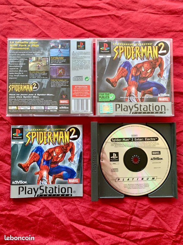 jeu PS1 PLATINIUM SPIDERMAN 2 LA REVANCHE D'ELECTRO en Boite