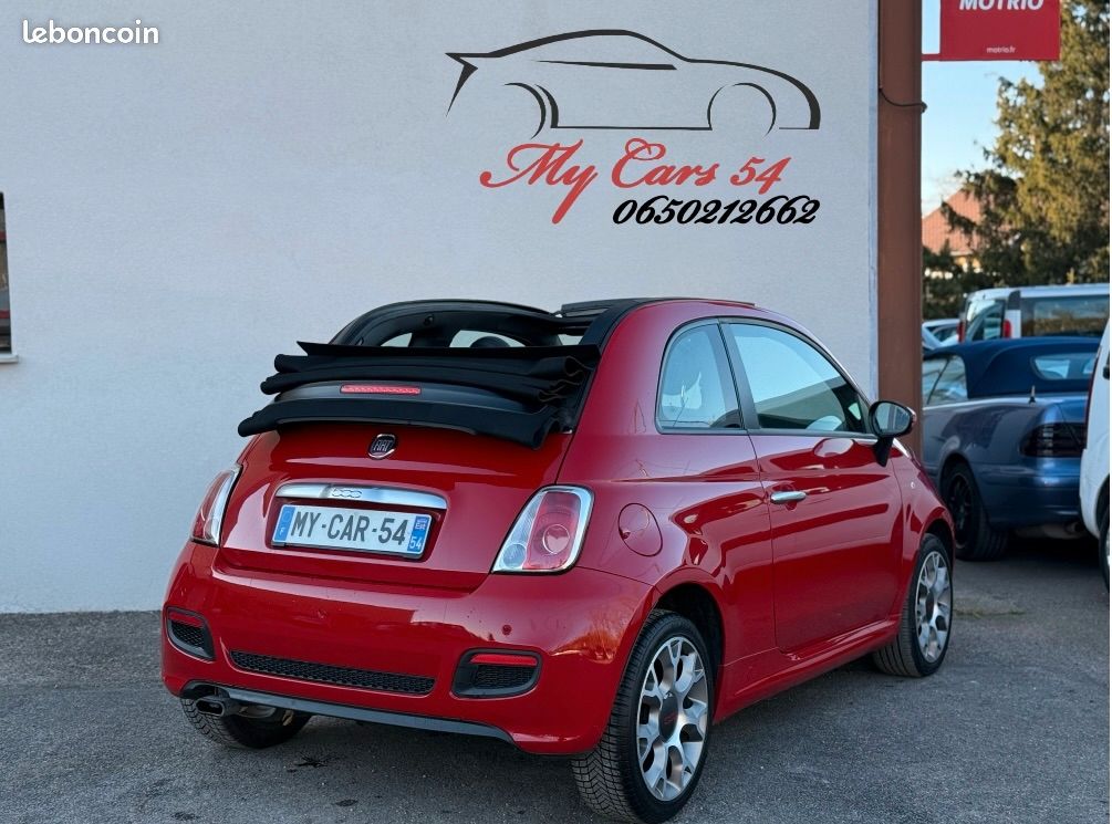 Fiat 500c 1,2i 70ch S Cabriolet/ Rouge/ Semi-Cuire/2014/Radar de recule/Jantes Sport (image 2)