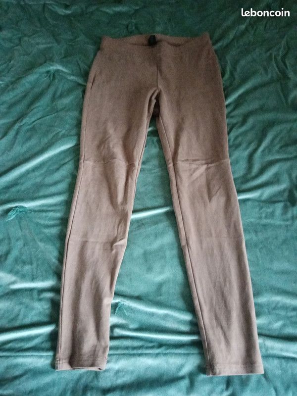 Legging suédine marron femme taille M hue (image 1)