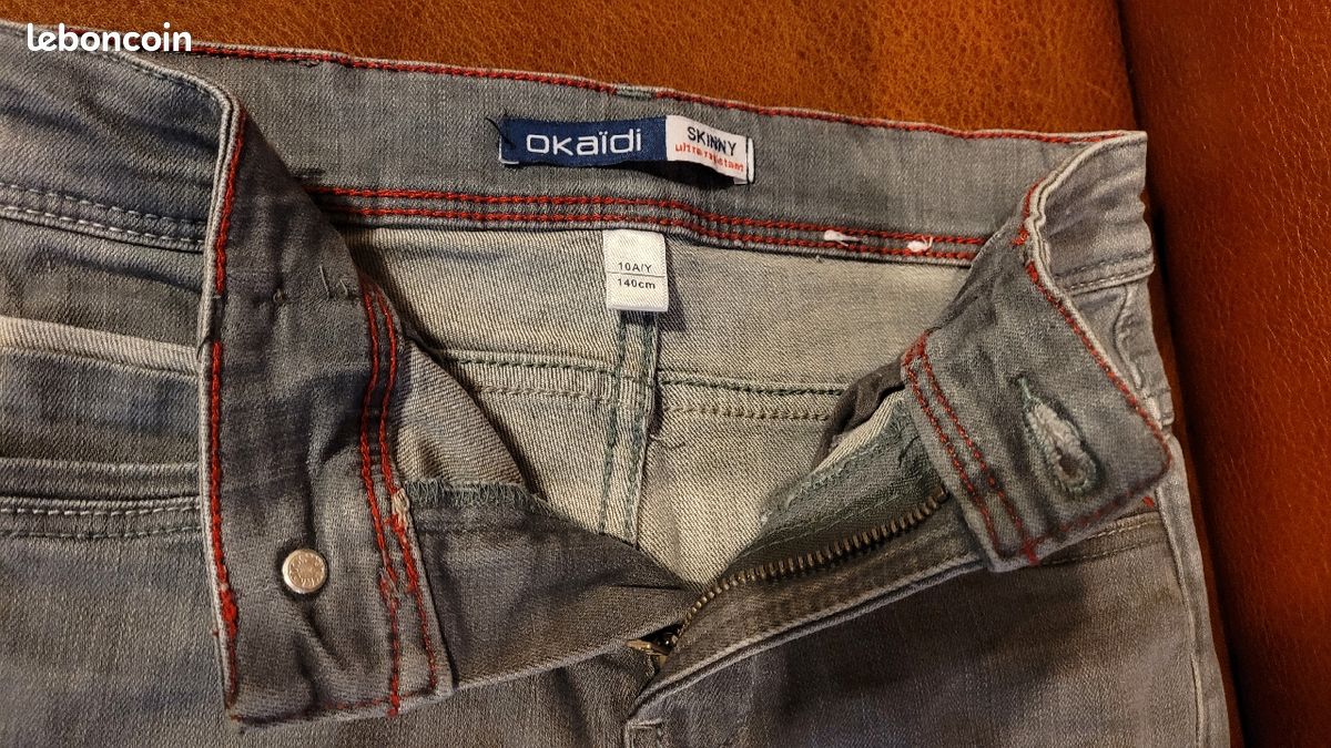 Jean skinny gris 10ans 140cm OKAIDI (image 2)