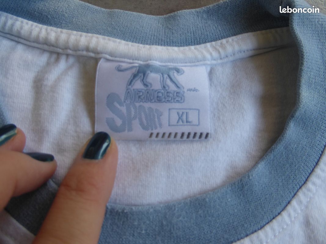 T-shirt homme blanc/bleu Airness - XL (image 3)