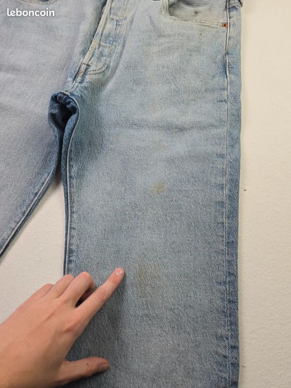 Jean Levi's 501 bleu taille W36 coupe droite washed (A31) (image 6)