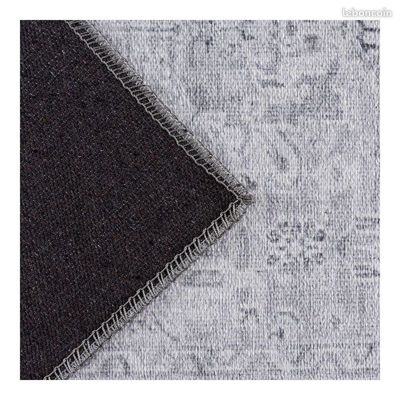 Tapis vintage rayé gris plat intérieur Kirman Gris 80x300 (image 4)
