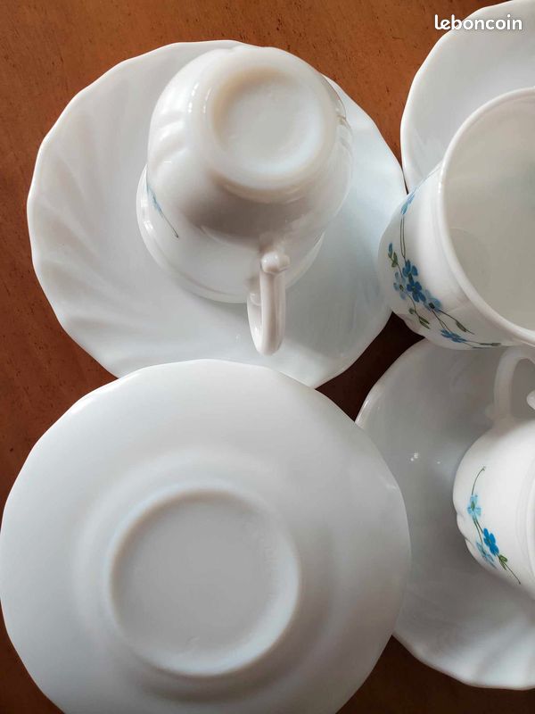 Ensemble de 4 tasses à café et soucoupes, VERONICA MYOSOTIS, vintage (image 5)