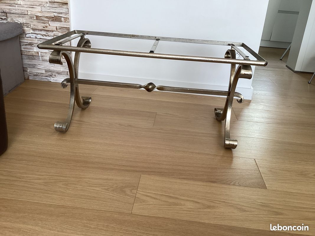 Table basse style baroque fer forgé plateau marbre (image 2)