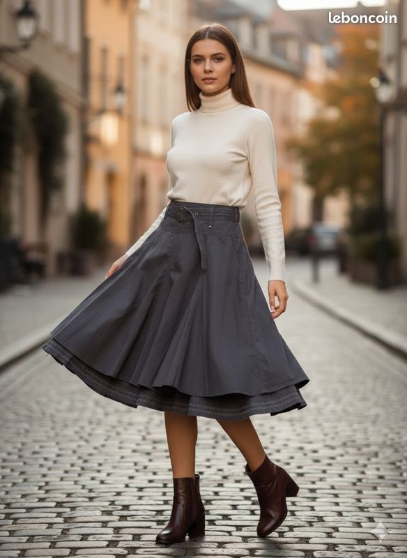 Jupe Femme Camaïeu Noire - Taille 36 - Occasion En Très Bon état