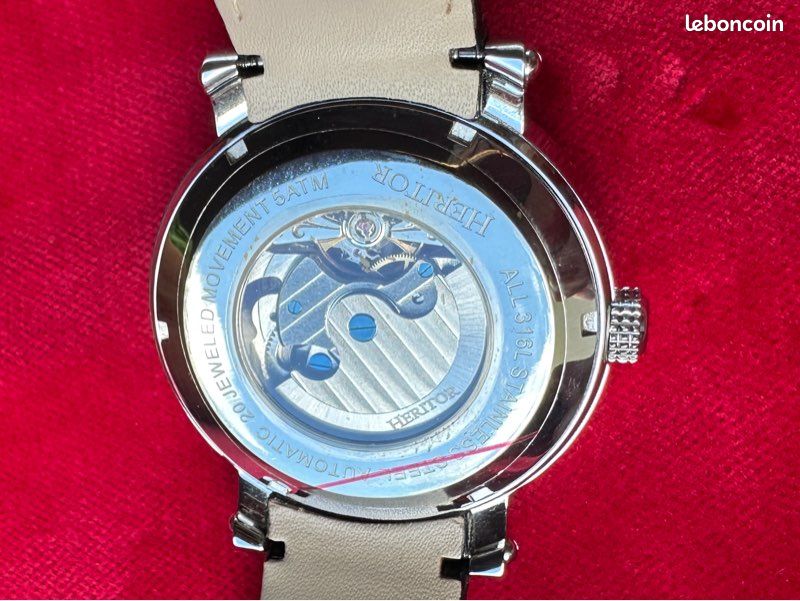 Montre heritor automatique,bracelet cuir noir (image 17)