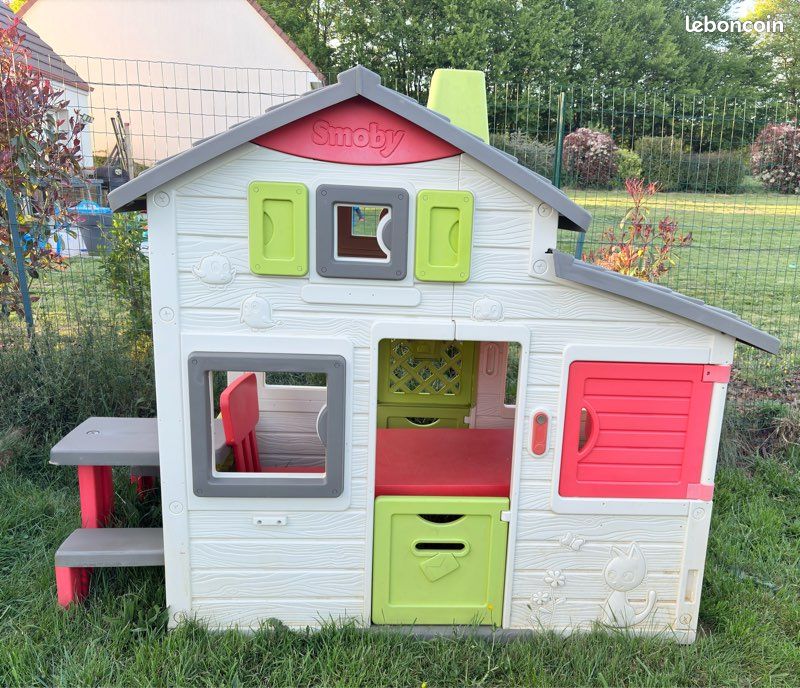 COSTWAY Cabane De Jardin Enfants Mur D'escalade Maison Jeu 2 1 Cloche En Bois De Sapin Exterieur Interieur Charge 30kg Adapte Aux 2 Enfants De 3 A 8 Ans Naturel