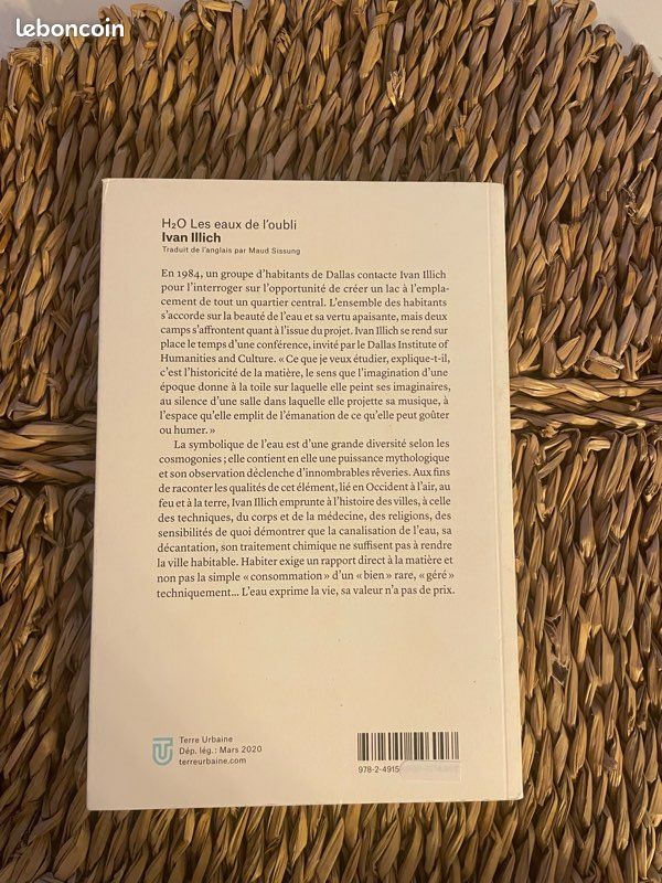Livre H2O les eaux de l’oubli- Ivan Illich (image 4)